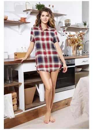 Платье-рубашка Yuna с коротким рукавом, Mia&Mia, размер XXXL,цвет красный с синим
