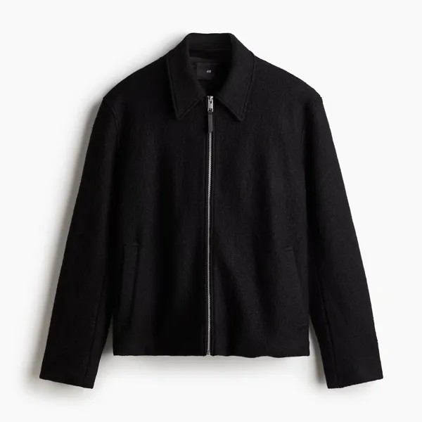 Куртка из шерсти H&M A/W 2024 Regular Fit, черный