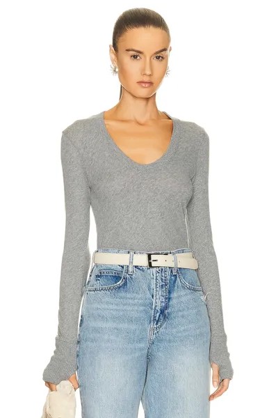Топ Enza Costa Cashmere Easy Cuffed U Neck, цвет Smoke
