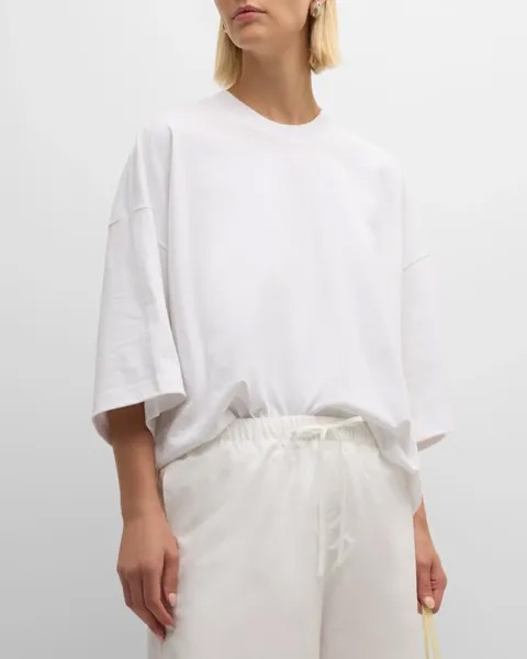 Хлопковый топ оверсайз с короткими рукавами Isha THE ROW, цвет White