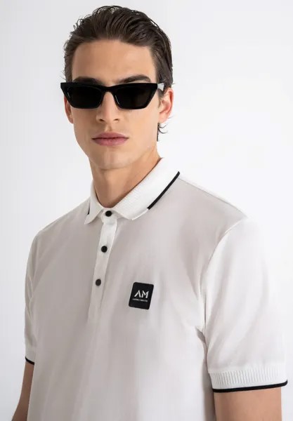 Поло Regular Fit With Logoed Patch Antony Morato, белыйовый