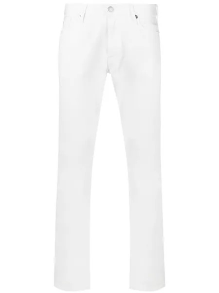 Emporio Armani джинсы кроя слим с логотипом, белый