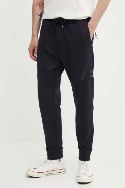 Хлопковые спортивные брюки Diagonal Raised Fleece C.P. Company, темно-синий