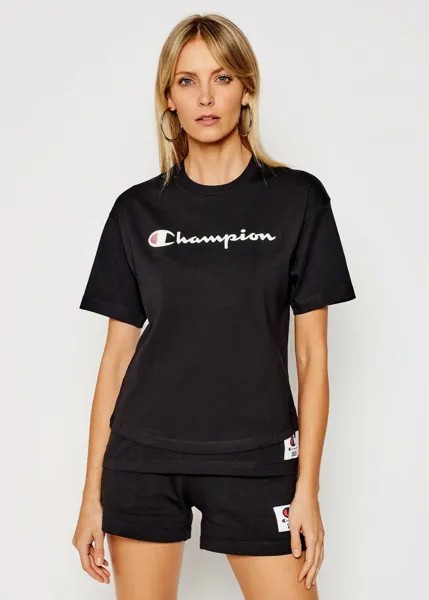 Champion Athletic T-Shirt Womens Black White Sportswear Top Activewear Tee