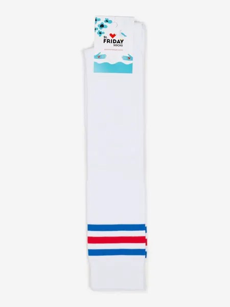 Гольфы с полосками St.Friday Socks, Классические, Разноцветные полосы, Белый