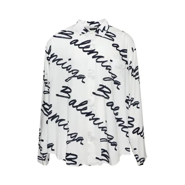 Рубашка Balenciaga Logo Long-Sleeve Shirt, белый
