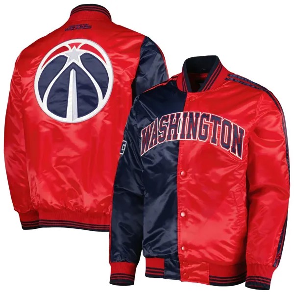Мужская темно-синяя/красная атласная куртка на кнопках Washington Wizards Fast Break Starter