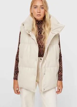 Stradivarius Стеганый Жилет Из Искусственной Кожи Цвет Небеленого Полотна S