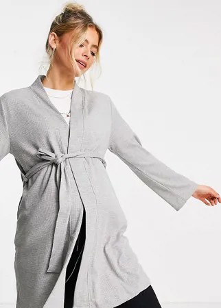 Серое меланжевое платье мини из вафельного трикотажа ASOS DESIGN Maternity-Серый