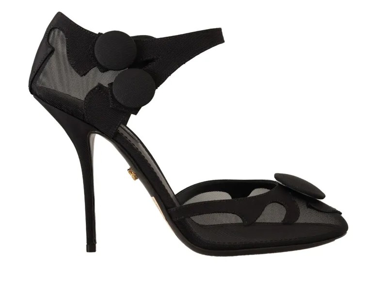 DOLCE - GABBANA Обувь Черные туфли-лодочки на шпильке с ремешком на щиколотке из сетки EU39/US8,5 Рекомендуемая розничная цена 1000 долларов США