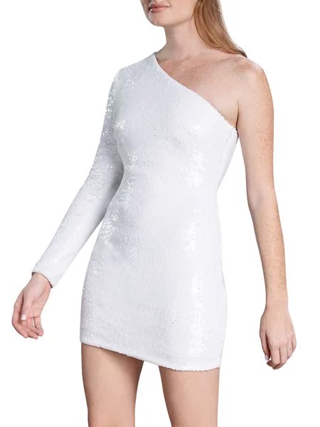Асимметричное платье из джерси с пайетками Serena Dress The Population, белый