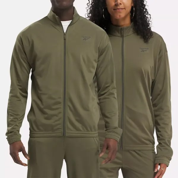 Вязаная спортивная куртка Identity Vector Reebok, армейский зеленый