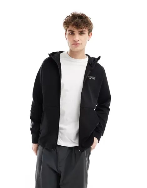 Черная техническая куртка свободного кроя с капюшоном и логотипом Superdry Sport