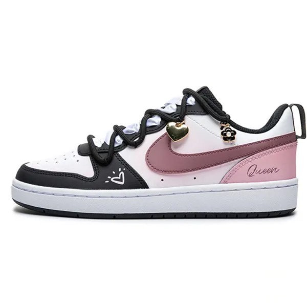 Кроссовки Nike Court Borough Skateboarding Shoes Women's Low-top Black, розовый