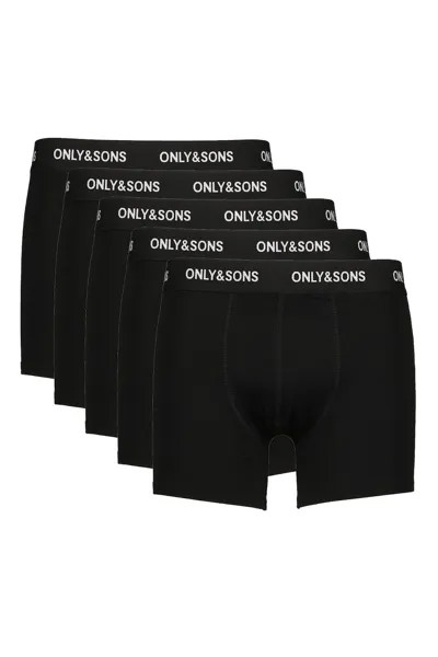 Боксеры с хлопком, 5 пар Only & Sons, черный