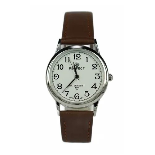 Perfect часы наручные, мужские, кварцевые, на батарейке, кожаный ремень, японский механизм GX017-009-8