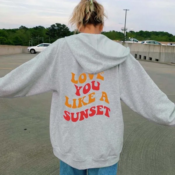 Женское повседневное худи с принтом Love You Like A Sunset