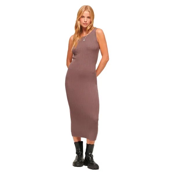 Платье Superdry Backless Knitted Midi, коричневый