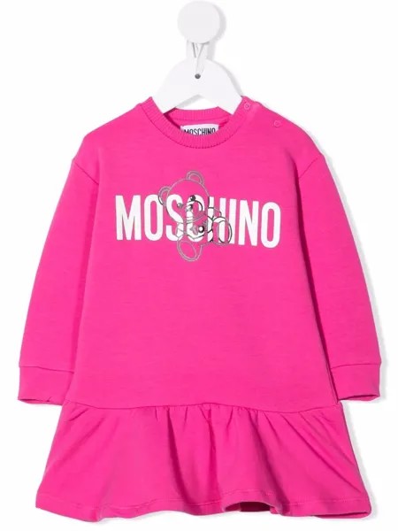 Moschino Kids платье с оборками и логотипом