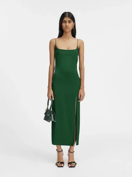 Очаровательное платье с логотипом Ла-роб Нотте Jacquemus, темно-зеленый