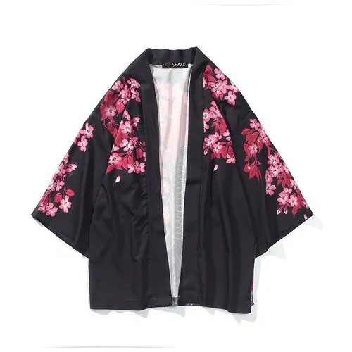 Карнавальные костюмы кардиган шелковый оверсайз кимоно накидка хаори аниме японский стиль Размер L (160-175)