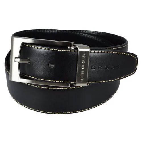 Ремень Cross Pamplona Black, односторонний, кожа, чёрный с бежевой строчкой, 126 х 3,5 AC418413NF
