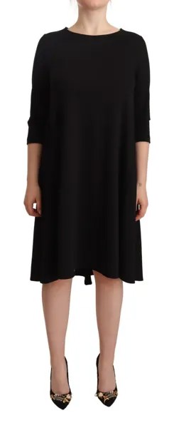 Платье VIRGINIA BIZZI, черное, полиэстер, стрейч, с рукавами 3/4, миди IT40/US6/S