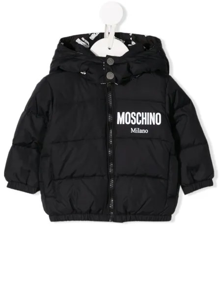 Moschino Kids пуховик с логотипом