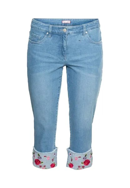 Джинсы длиной 7/8 с вышитыми манжетами Joebrowns, цвет Light Blue Denim