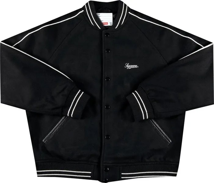 Куртка Supreme x Jamie Reid It's All Bollocks Varsity Jacket 'Black', черный