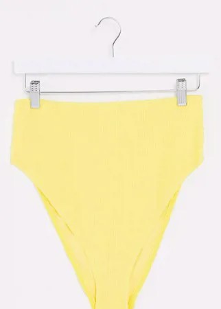 Желтые фактурные плавки бикини с завышенной талией ASOS DESIGN curve-Желтый