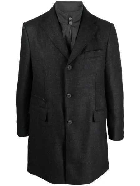 Corneliani однобортное пальто из смесовой вирджинской шерсти, серый