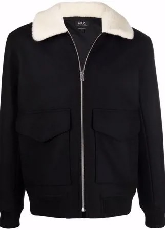 A.P.C. куртка на молнии с контрастным воротником