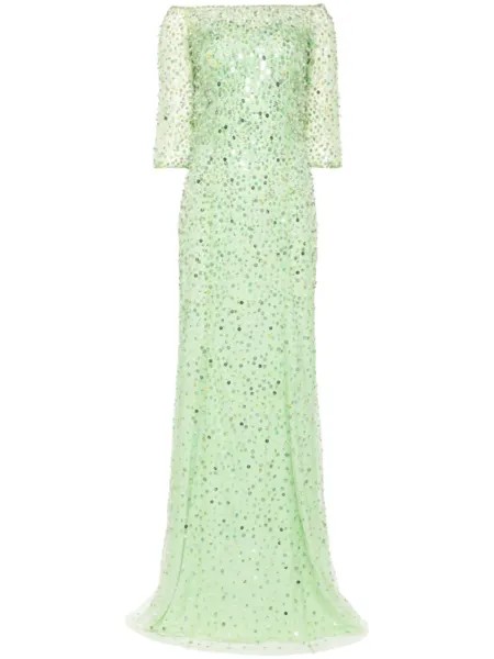 Платье Lantana с пайетками Jenny Packham, зеленый