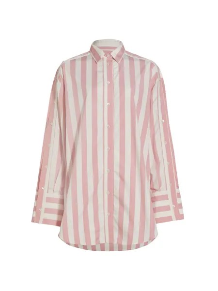 Полосатое платье-рубашка с рукавами на пуговицах Monse, розовый