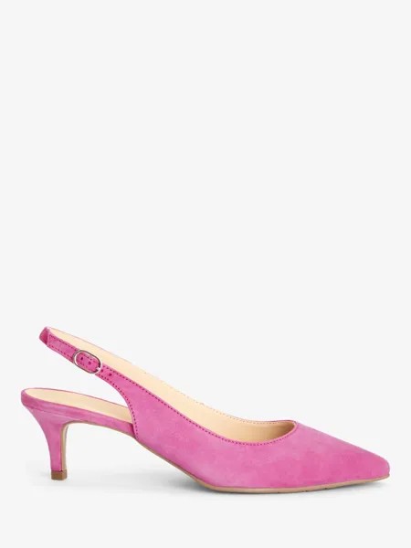 Греческие туфли-лодочки на каблуке-рюмочке с открытой пяткой John Lewis, розовая замша