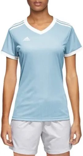 Женская футбольная майка adidas Tabela 18 с коротким рукавом, прозрачный синий/белый