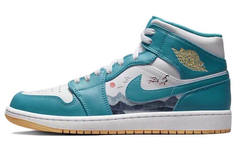 Кроссовки Air Jordan 1 Vintage Basketball Shoes Men High-top Blue/white, синий