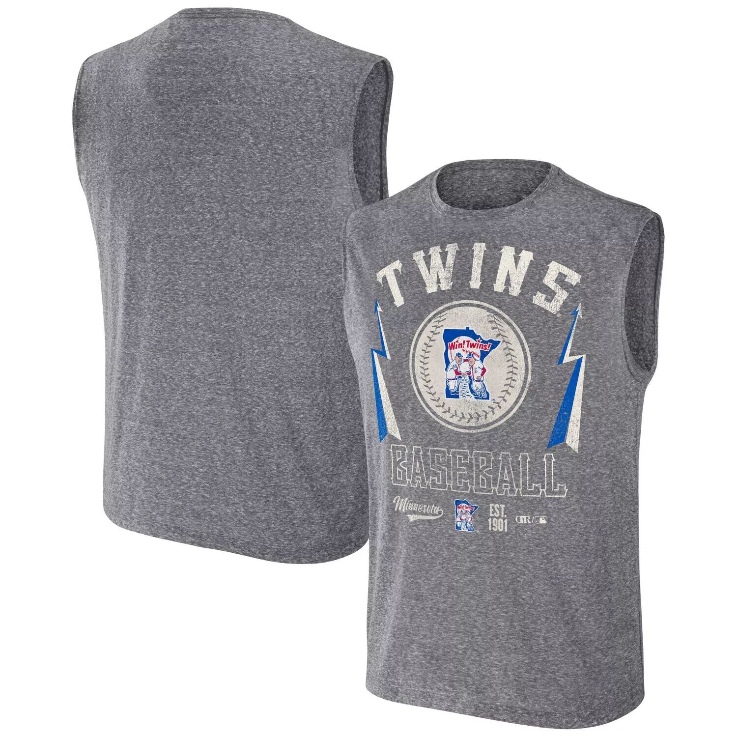 Мужская майка Darius Rucker Collection от Fanatics Charcoal Minnesota Twins Muscle Tank Top