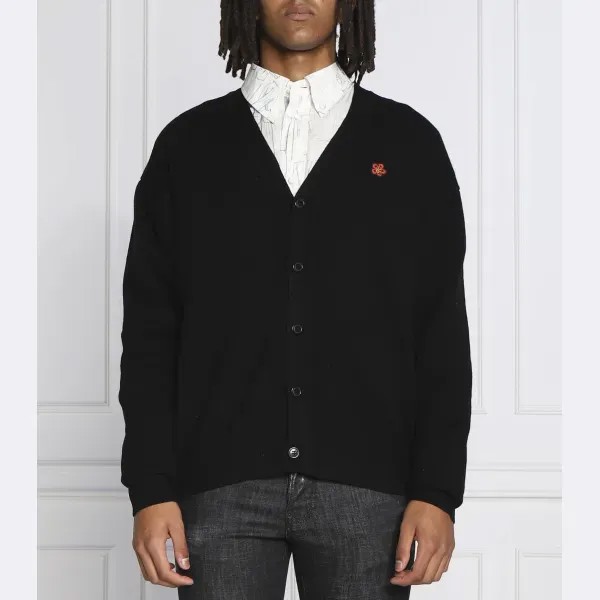 Шерстяной кардиган Paris обычного кроя Kenzo, черный