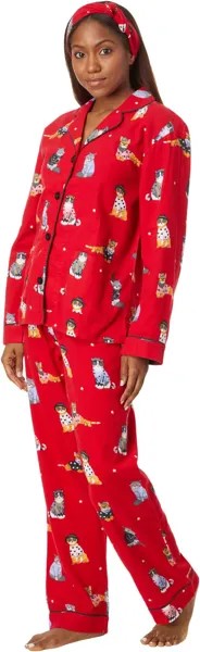 Пижамный комплект P.J. Salvage Flannel PJ Set with Headband, цвет Red Fluff You Cats