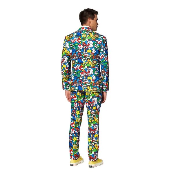 Мужской облегающий костюм Супер Марио и галстук OppoSuits