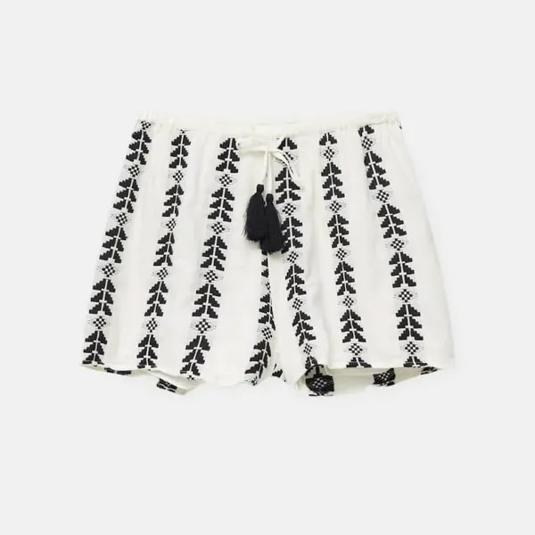 Шорты Pull&Bear Printed Jacquard, белый/черный