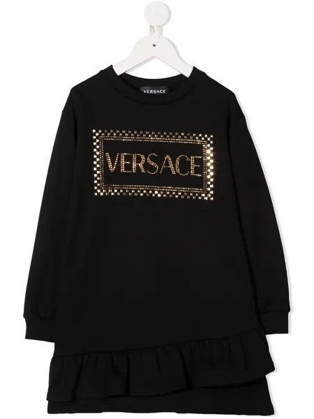 Versace Kids платье-джемпер со стразами и логотипом