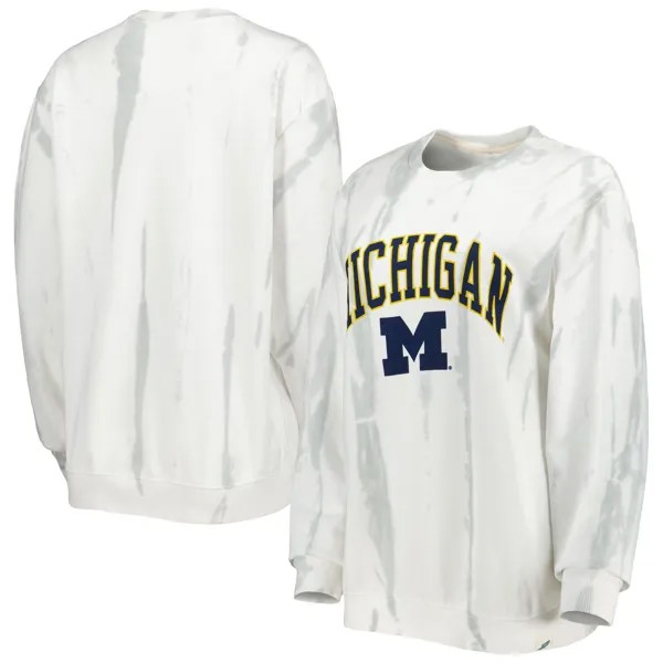 Мужская студенческая одежда белого/серебристого цвета Michigan Wolverines, классический пуловер с круглым вырезом Arch Dye Terry, толстовка