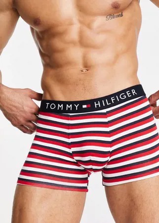 Красные боксеры-брифы в полоску с логотипом на поясе Tommy Hilfiger-Красный