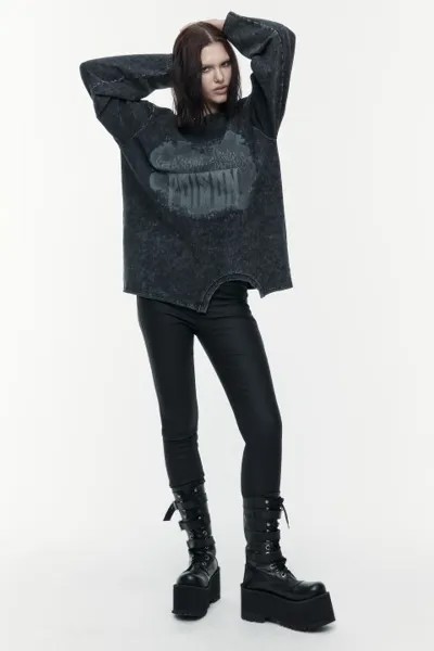 Лонгслив oversize состаренный с принтом