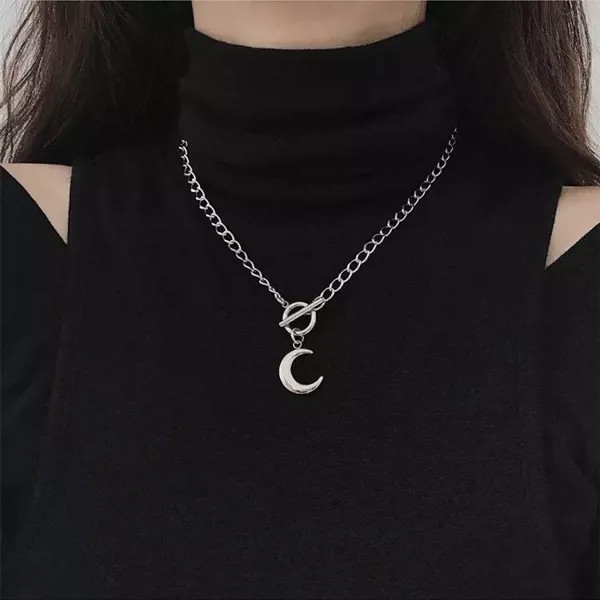 Луна подвеска ожерелья для женщин Богемия Серебряный цвет цепи Choker Ожерелье Простые ювелирные изделия bijoux воротники