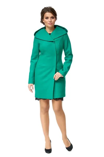 Пальто женское МОСМЕХА 8002417 зеленое 42 RU