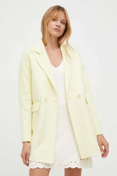 Шерстяное пальто Twinset, желтый